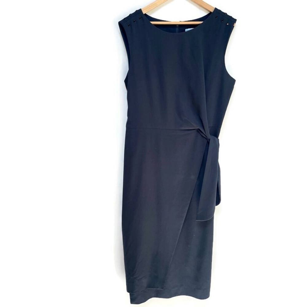Antonio Melani Black Semi Wrap‎ Sleeveless Midi Length Dress - Women's Size 14